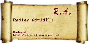 Radler Adrián névjegykártya